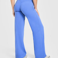 SoftMotion™ Straight Leg Bottoms with White Logo | Glaucous Blue