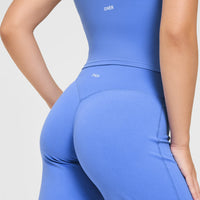 SoftMotion™ Straight Leg Bottoms with White Logo | Glaucous Blue