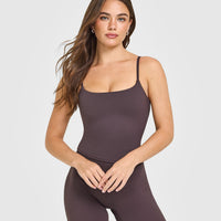 SoftMotion™ Strappy Mid Vest with Built in Bra Shelf | Dark Umber Brown
