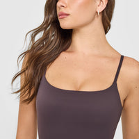 SoftMotion™ Strappy Mid Vest with Built in Bra Shelf | Dark Umber Brown