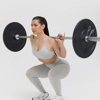 Effortless Seamless Leggings with White Logo | Light Grey Marl