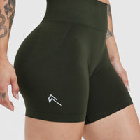 Effortless Seamless Shorts with White Logo | Khaki