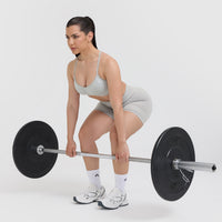 Effortless Strappy Bralette with White Logo | Light Grey Marl