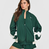 Oversized Piped Woven Track Jacket | Racing Green
