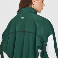 Oversized Piped Woven Track Jacket | Racing Green