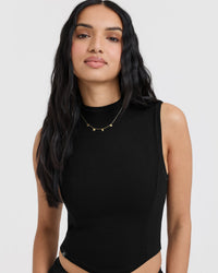 Mellow™ Rib Mid Mock Neck Tank | Black