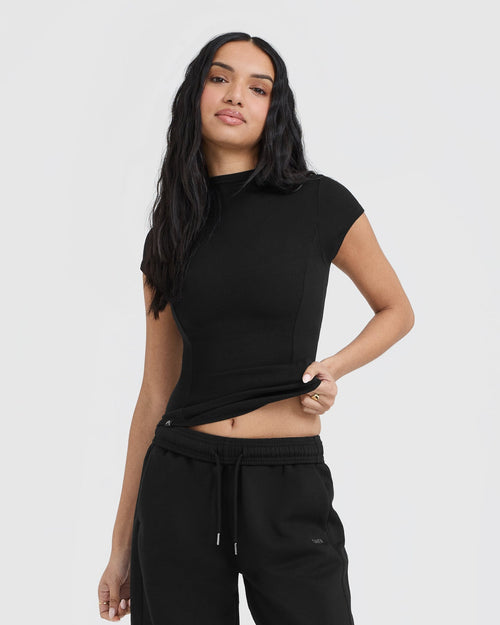 Oner Modal Mellow™ Rib Mock Neck T-Shirt | Black