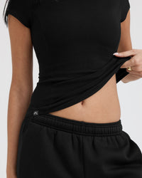 Mellow™ Rib Mock Neck T-Shirt | Black