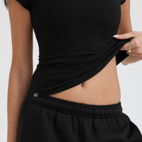 Mellow™ Rib Mock Neck T-Shirt | Black