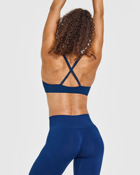 EasyLift™ Cross Back Sports Bra with White Logo | Midnight