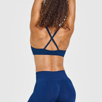 EasyLift™ Cross Back Sports Bra with White Logo | Midnight
