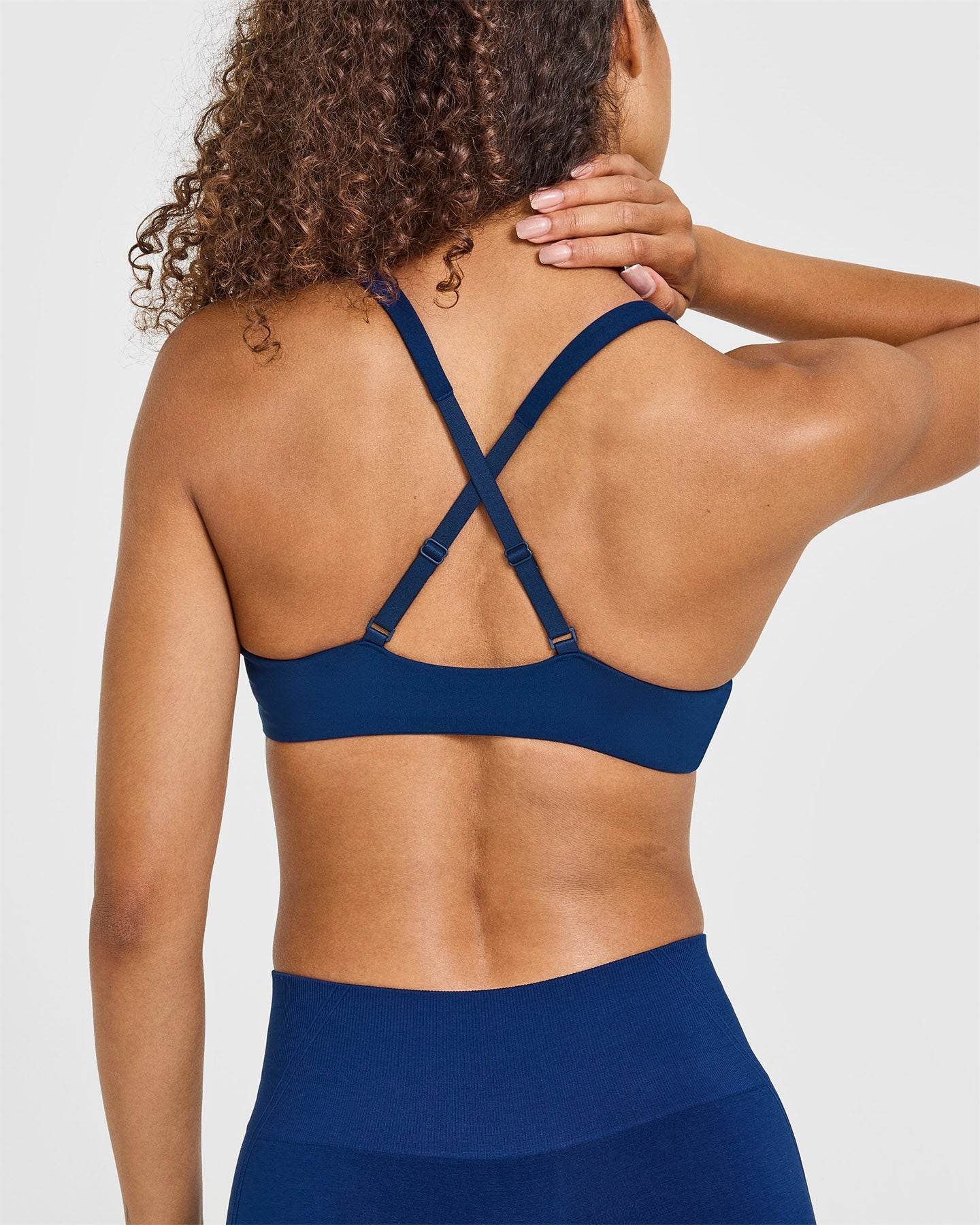 EasyLift™ Cross Back Sports Bra with White Logo | Midnight