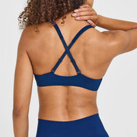 EasyLift™ Cross Back Sports Bra with White Logo | Midnight