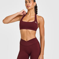 EasyLift™ Halter Bralette with White Logo | Rosewood