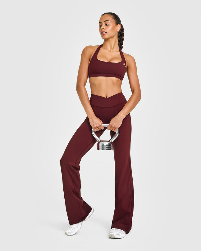 EasyLift™ Halter Bralette with White Logo | Rosewood