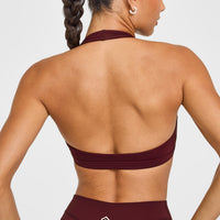 EasyLift™ Halter Bralette with White Logo | Rosewood