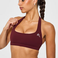 EasyLift™ Halter Bralette with White Logo | Rosewood
