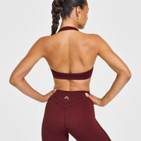 EasyLift™ Halter Bralette with White Logo | Rosewood