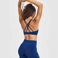 EasyLift™ High Neck Sports Bra with White Logo | Midnight