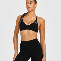 EasyLift™ Ultra Minimal Bralette with White Logo | Black