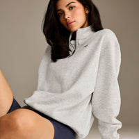 Foundations Oversized 1/4 Zip Sweatshirt | Light Grey Marl