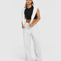 Foundations Oversized Straight Leg Joggers | Light Grey Marl