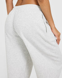 Foundations Oversized Straight Leg Joggers | Light Grey Marl