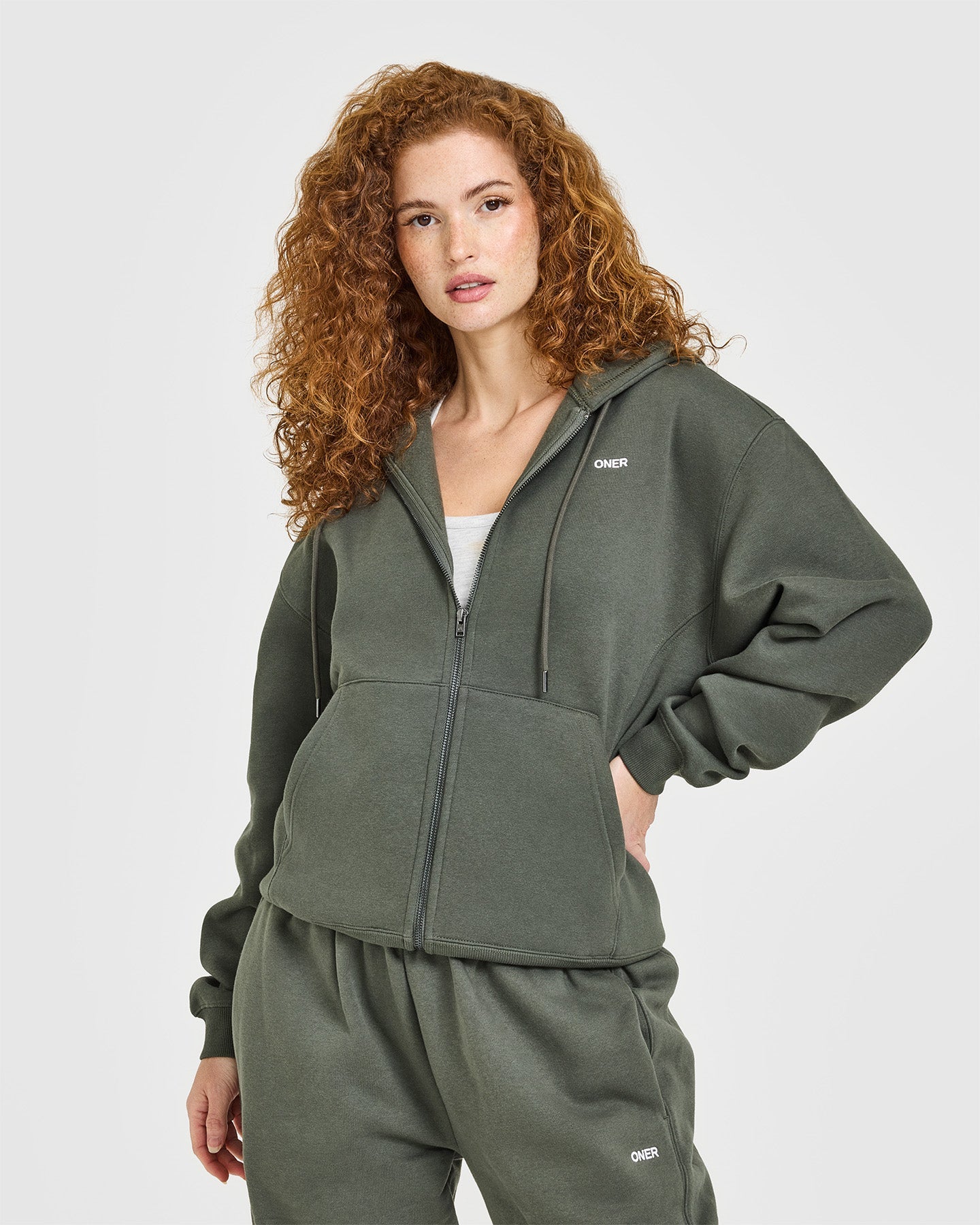 Foundations Zip Through Hoodie | Dark Khaki