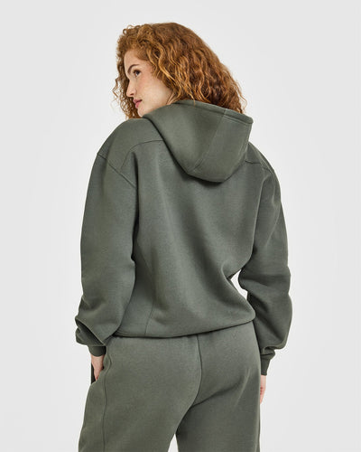 Foundations Zip Through Hoodie | Dark Khaki