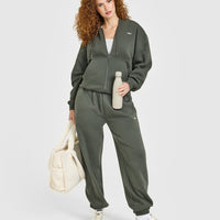 Foundations Zip Through Hoodie | Dark Khaki