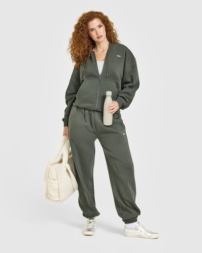 Foundations Zip Through Hoodie | Dark Khaki