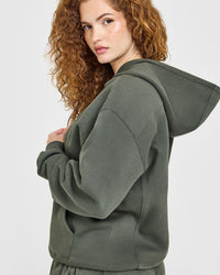 Foundations Zip Through Hoodie | Dark Khaki
