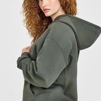 Foundations Zip Through Hoodie | Dark Khaki
