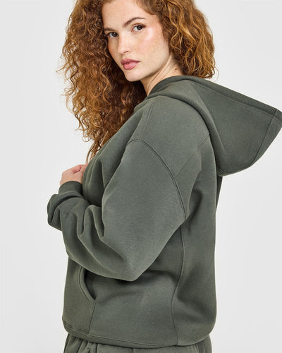 Foundations Zip Through Hoodie | Dark Khaki