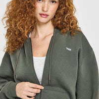 Foundations Zip Through Hoodie | Dark Khaki