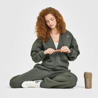 Foundations Zip Through Hoodie | Dark Khaki