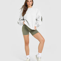 Foundations Oversized Oner Crew Neck Sweatshirt | Light Grey Marl