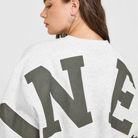 Foundations Oversized Oner Crew Neck Sweatshirt | Light Grey Marl