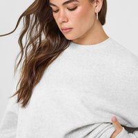Foundations Oversized Oner Crew Neck Sweatshirt | Light Grey Marl