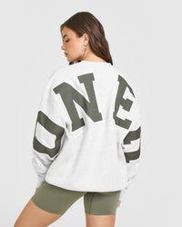 Foundations Oversized Oner Crew Neck Sweatshirt | Light Grey Marl