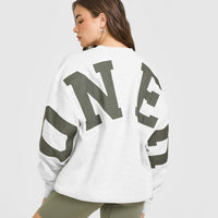 Foundations Oversized Oner Crew Neck Sweatshirt | Light Grey Marl