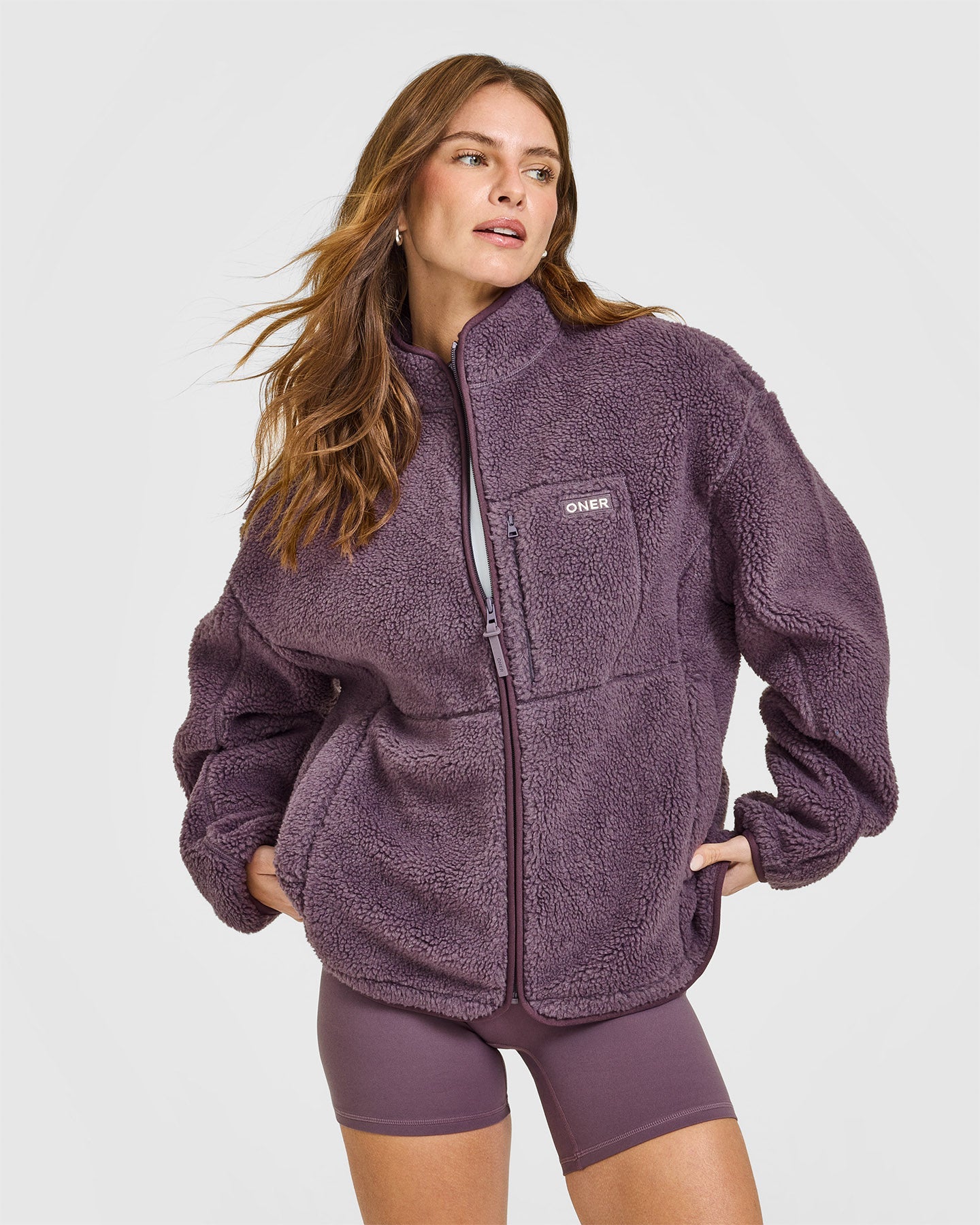 Fleece Jacket with Chest Pocket | Vintage Purple