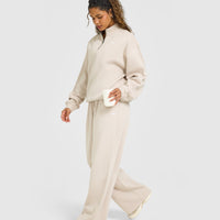 Foundations Oversized 1/4 Zip Sweatshirt | Sand
