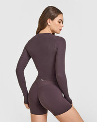 Mellow™ Rib Mid Long Sleeve Cardigan | Umber Brown