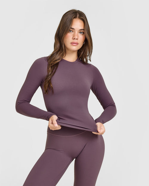 Oner Modal SoftMotion™ Long Sleeve Top with White Logo | Vintage Purple