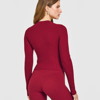 Mellow™ Rib Mid Long Sleeve Cardigan | Ruby Red