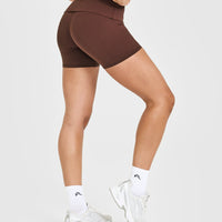 SoftMotion™ Fold Over Shorts 6" with White Logo | Espresso Brown