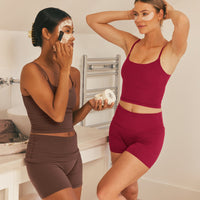SoftMotion™ Fold Over Shorts 6" with White Logo | Espresso Brown
