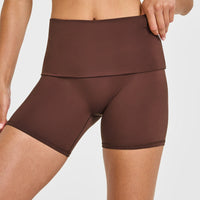 SoftMotion™ Fold Over Shorts 6" with White Logo | Espresso Brown