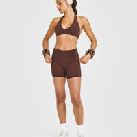 SoftMotion™ Fold Over Shorts 6" with White Logo | Espresso Brown